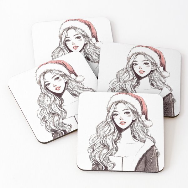 Item preview, Kpop Girl Famous Kpop Singer Christmas Kpop Girl Santa Kpop Sexy Mrs Santa Claus Santa Hat Anime Santa Girl Cute Santa Girl Pink Cheeks Big Eyes Anime | Merry Christmas! designed and sold by FestivePalette.