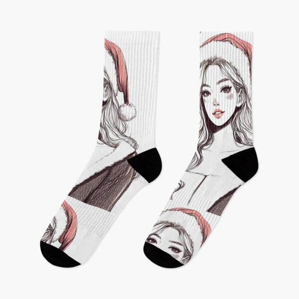 Item preview, Kpop Girl Famous Kpop Singer Christmas Kpop Girl Santa Kpop Sexy Mrs Santa Claus Santa Hat Anime Santa Girl Cute Santa Girl Pink Cheeks Big Eyes Anime | Merry Christmas! designed and sold by FestivePalette.