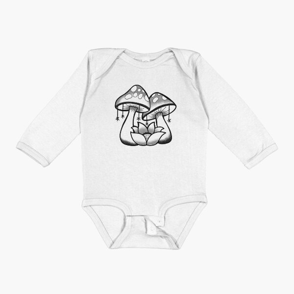Item preview, Tattoo style mushrooms with stars and lotus flower designed and sold by jazzydevil.
