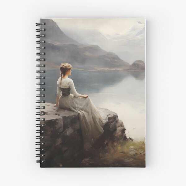 Item preview, Mujer en un lago brumoso entre las montañas designed and sold by Alexa53.