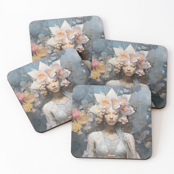Item preview, Goddess with Pastel Petals and Concrete Geometry - an Urban Botanic Abstraction designed and sold by Dazzling Studio Art.