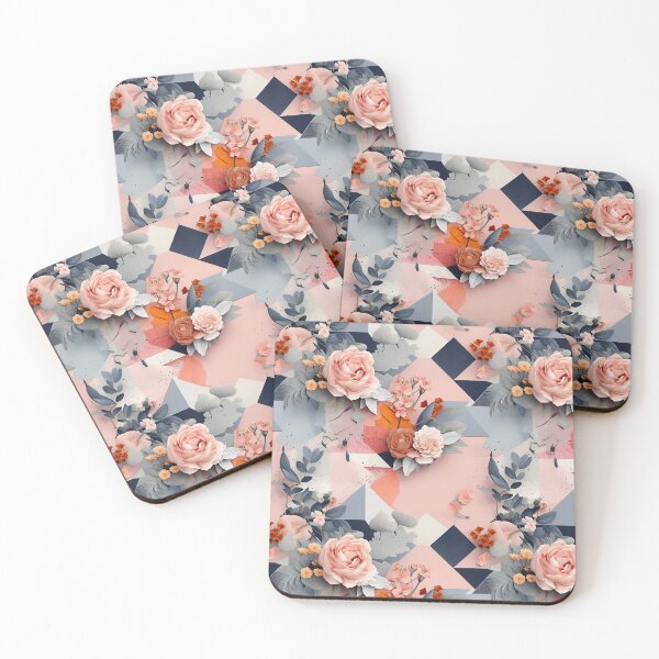 Item preview, Pastel Petals and Concrete Geometry - an Urban Botanic Abstraction Pattern designed and sold by Dazzling Studio Art.
