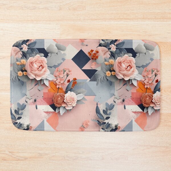 Item preview, Pastel Petals and Concrete Geometry - an Urban Botanic Abstraction Pattern designed and sold by Dazzling Studio Art.