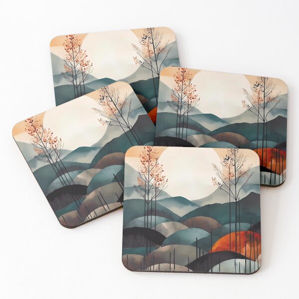 Item preview, Watercolor Sunset in the mountains designed and sold by haroulita.