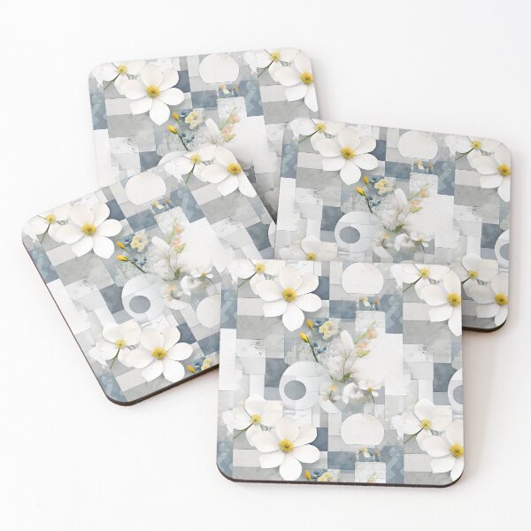 Item preview, Pastel Petals and Concrete Geometry - an Urban Botanic Abstraction Pattern designed and sold by Dazzling Studio Art.