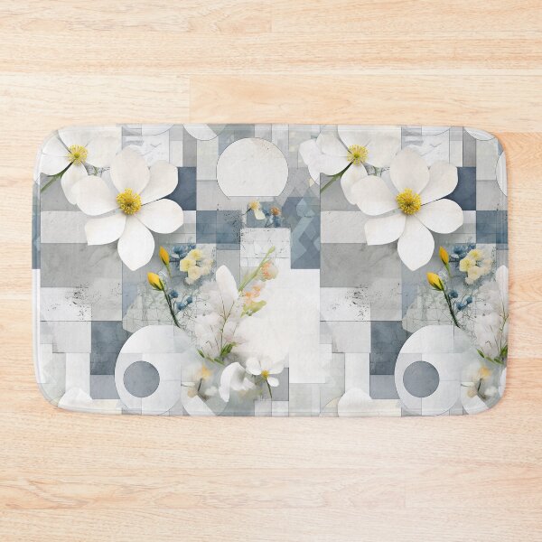 Item preview, Pastel Petals and Concrete Geometry - an Urban Botanic Abstraction Pattern designed and sold by Dazzling Studio Art.