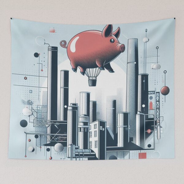 Item preview, Pig Balloon Soars over Industrial Factory designed and sold by Rafal Saluszewski.