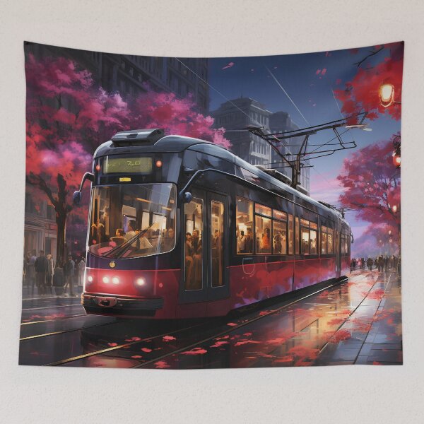 Item preview, Sunset Reflections on the City Tramline designed and sold by oanaunciuleanu.