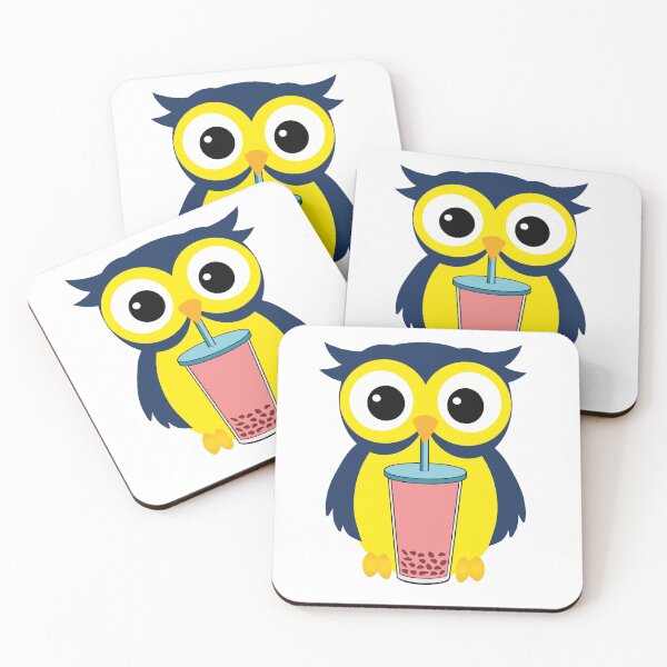 Item preview, Cute Blue owl drinking Boba Tea  designed and sold by UniqueDesignHub.