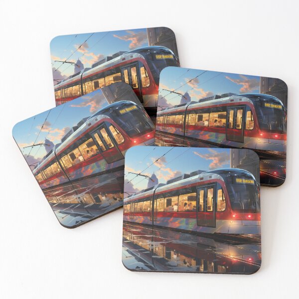 Item preview, Sunset Reflections on the City Tramline designed and sold by oanaunciuleanu.