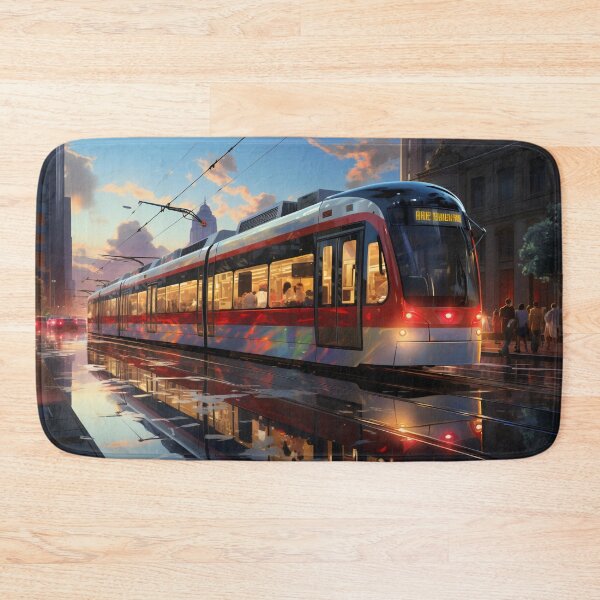 Item preview, Sunset Reflections on the City Tramline designed and sold by oanaunciuleanu.