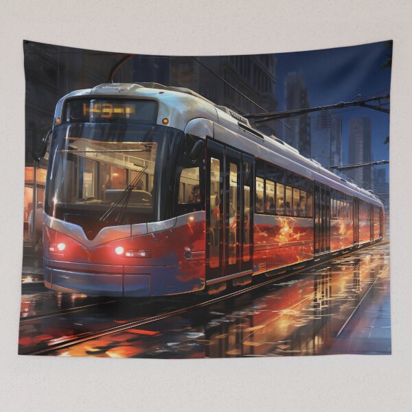 Item preview, Sunset Reflections on the City Tramline designed and sold by oanaunciuleanu.