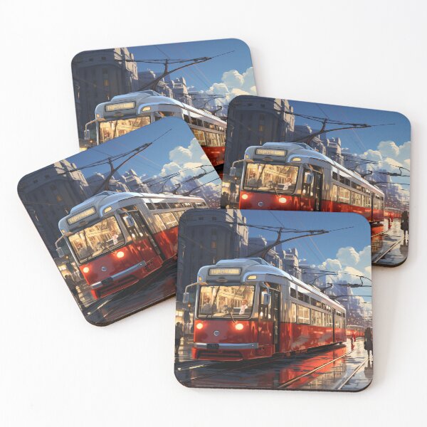 Item preview, Sunset Reflections on the City Tramline designed and sold by oanaunciuleanu.