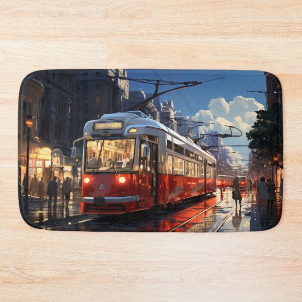 Item preview, Sunset Reflections on the City Tramline designed and sold by oanaunciuleanu.