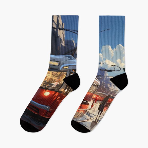 Item preview, Sunset Reflections on the City Tramline designed and sold by oanaunciuleanu.