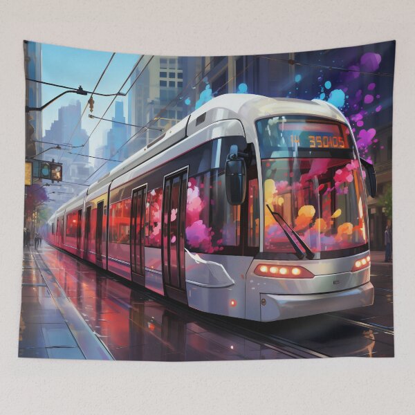 Item preview, Sunset Reflections on the City Tramline designed and sold by oanaunciuleanu.
