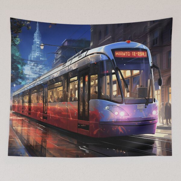 Item preview, Sunset Reflections on the City Tramline designed and sold by oanaunciuleanu.