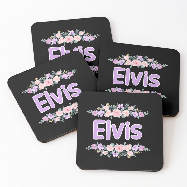 Item preview, Purple Flower Elvis Name Label (Black) designed and sold by NormadWorld.