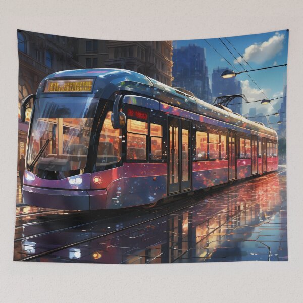 Item preview, Sunset Reflections on the City Tramline designed and sold by oanaunciuleanu.