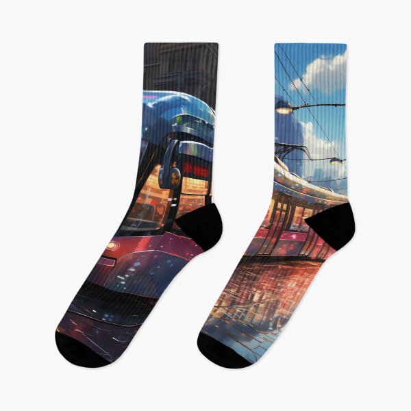 Item preview, Sunset Reflections on the City Tramline designed and sold by oanaunciuleanu.
