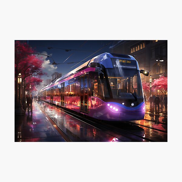 Item preview, Sunset Reflections on the City Tramline designed and sold by oanaunciuleanu.