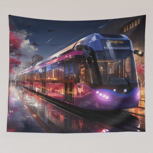 Item preview, Sunset Reflections on the City Tramline designed and sold by oanaunciuleanu.