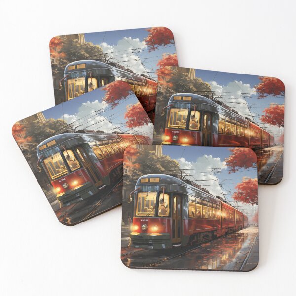 Item preview, Sunset Reflections on the City Tramline designed and sold by oanaunciuleanu.