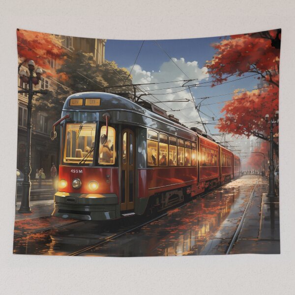 Item preview, Sunset Reflections on the City Tramline designed and sold by oanaunciuleanu.