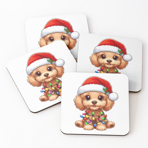 Item preview, Cartoon Santa Cavoodle Tangled Up In Christmas Tree Lights designed and sold by Coffee Lifestyle.