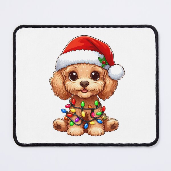 Artikelvorschau, Karikatur, Weihnachtsmann, Cavoodle, Verheddert, Oben, In, Weihnachtsbaum, Lights entworfen und verkauft von Lyssarien.