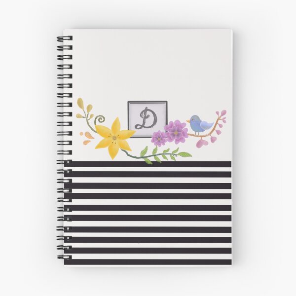 Item preview, Letter D with flowers, bird, and stripes designed and sold by SimplyMeganG.
