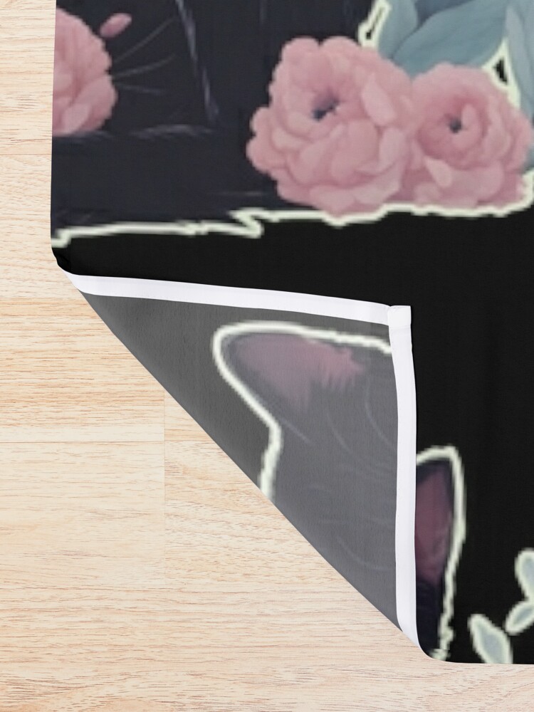Discover black Cat with flowers floral Cat Shower Curtain