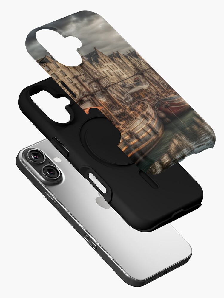 Thumbnail 2 of 4, iPhone Case, A Harbour Scene. designed and sold by LenCarol.