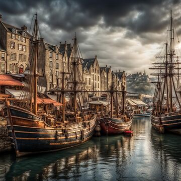Artwork thumbnail, A Harbour Scene. by LenCarol