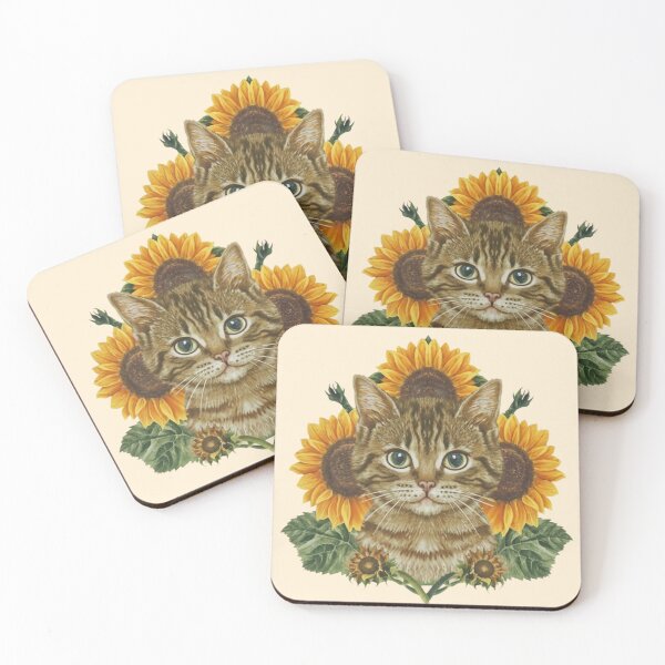 Item preview, vintage cat and sunflower designed and sold by Hemlawit.