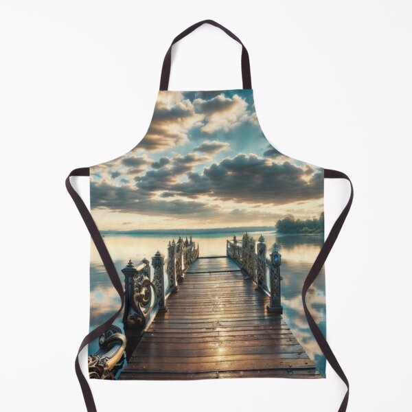 Item preview, a blue sky and a dock on a lake designed and sold by mikaws.