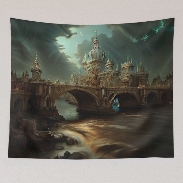 Item preview, fantasy-like castle on a bridge designed and sold by mikaws.