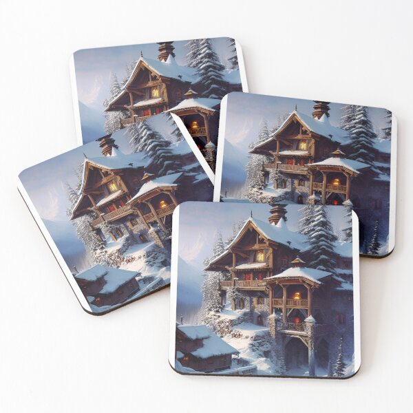 Item preview, AI generated old building in snowy mountains  designed and sold by Tinkerbell678.