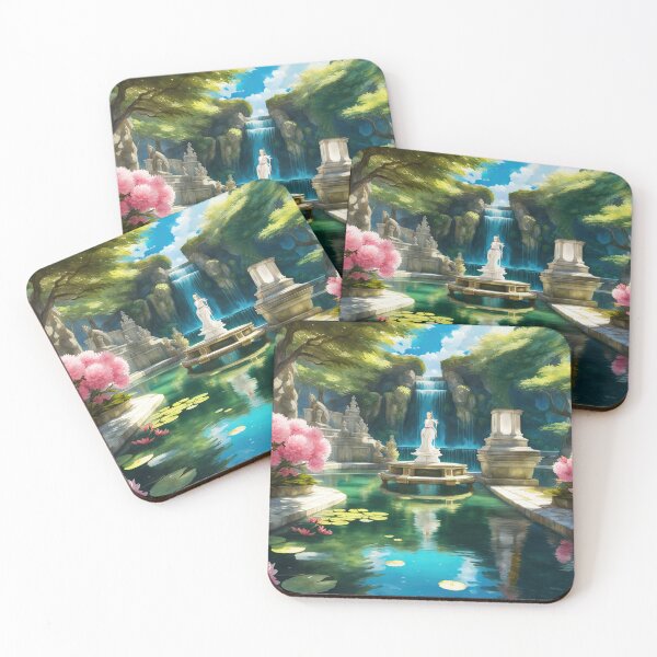Item preview, Garden with pond and nympheas designed and sold by AIartistIT.