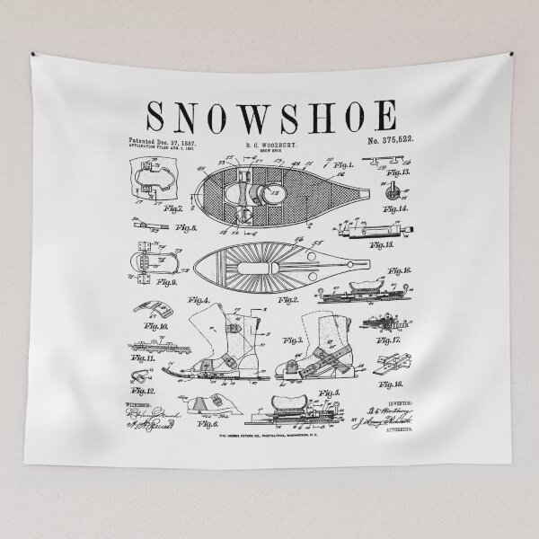 Item preview, Snowshoe Snowshoeing Winter Hiking Vintage Patent Print designed and sold by GrandeDuc.