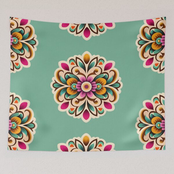 Item preview, Vintage Style Rangoli Fabric Art  designed and sold by Jollys-ArtShop.