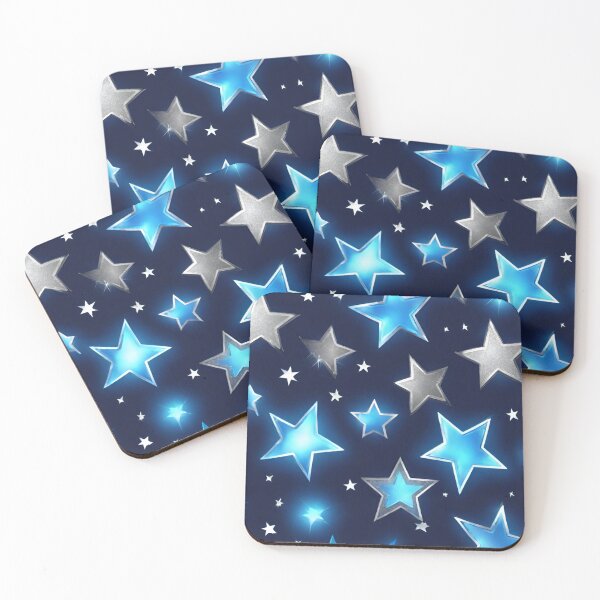 Item preview, Metallic Silver and Neon Blue Stars designed and sold by Mark Cannon.