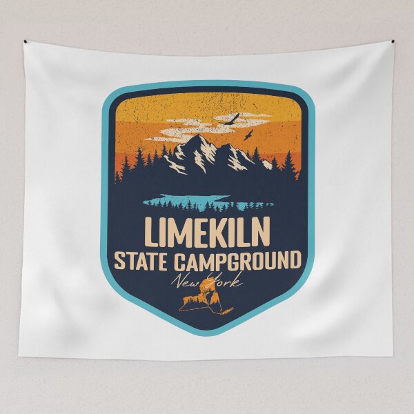 Item preview, Limekiln State Campground New York - NY Sunset Grunge Texture Badge Forest and Wilderness  designed and sold by mountainfad.