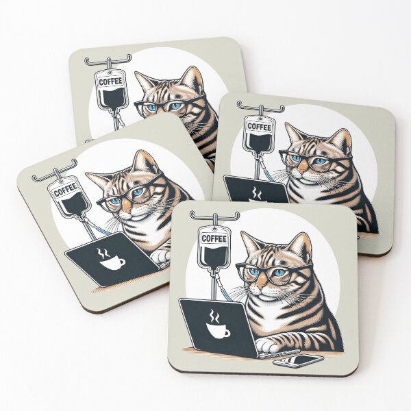 Item preview, Caffeinated Paws: The Tech-Savvy Cat's Daily Grind designed and sold by RuyaFab.