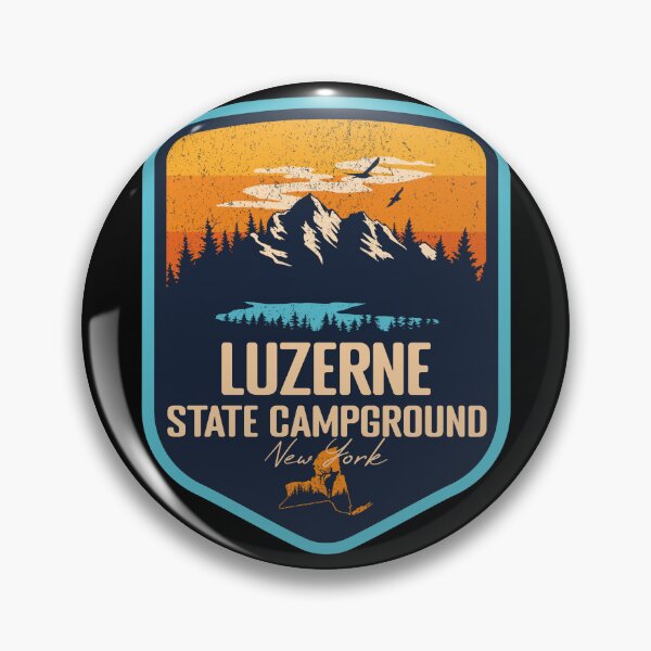 Item preview, Luzerne State Campground New York - NY Sunset Grunge Texture Badge Forest and Wilderness  designed and sold by mountainfad.