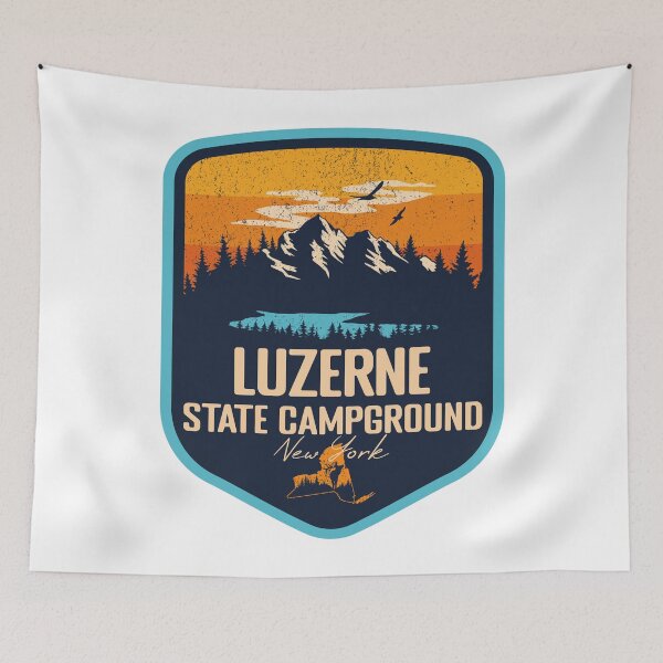 Item preview, Luzerne State Campground New York - NY Sunset Grunge Texture Badge Forest and Wilderness  designed and sold by mountainfad.