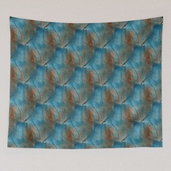 Item preview, Retro Crisscross Aqua Leaf Pattern designed and sold by Artistestella.