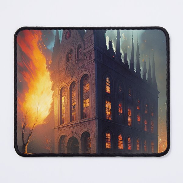 Item preview, AI generated burning building designed and sold by Tinkerbell678.