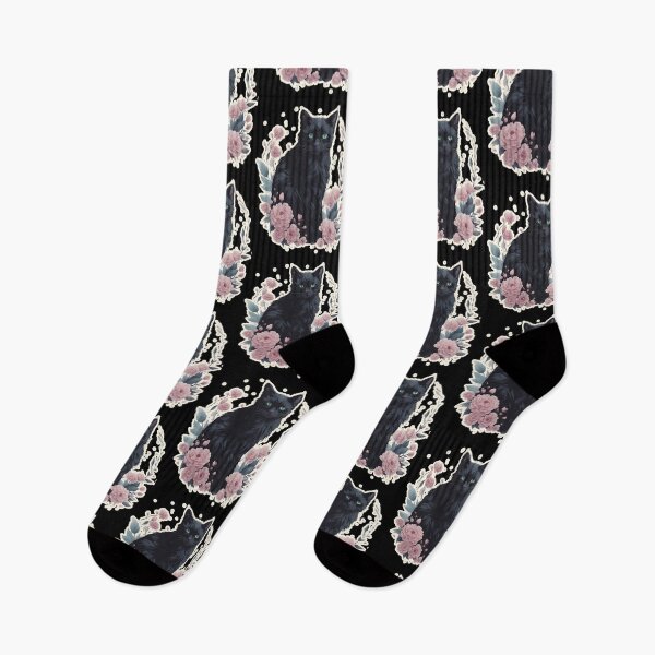 Item preview, Copy of black Cat with flowers floral Cat designed and sold by Catophile.