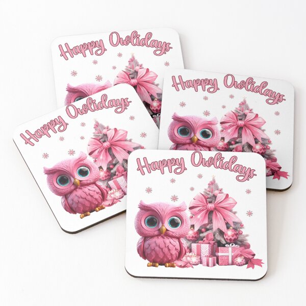 Item preview, Happy Owlidays,Christmas Owl,Christmas Pink designed and sold by BotunPeony.